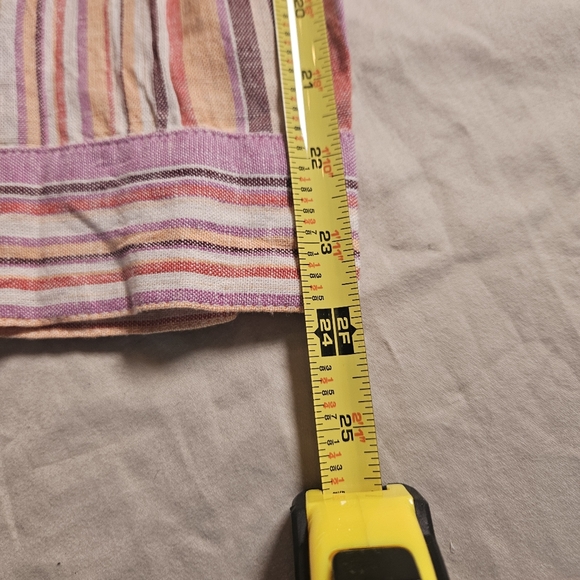 Naturals D&Co. Women's LP Linen Blend Striped Button-Down Multi-Color Top - Picture 9 of 10